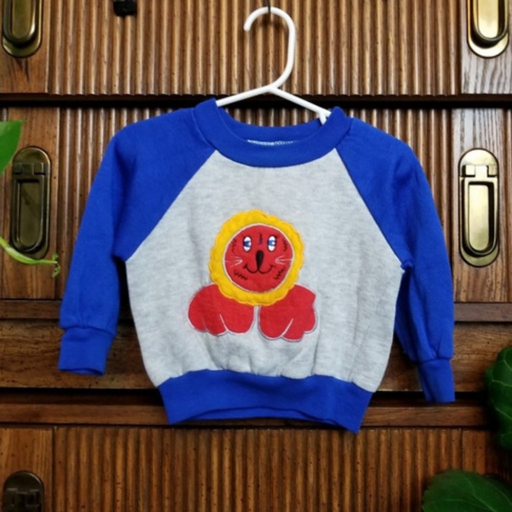 Vintage Kids Sweater Grey & Blue 18 Months